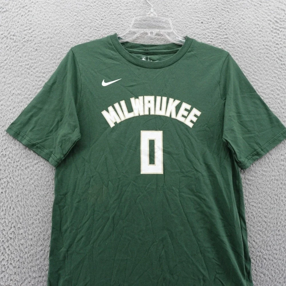 Nike Milwaukee Bucks Damian Lillard 0 NBA‎ Green T Shirt Kids XL NEW
